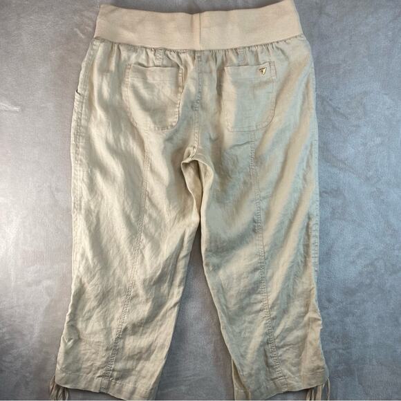 GUESS Capri Pants Linen Off White Size Medium Pockets Summer Neutral Lightweight - Picture 10 of 10